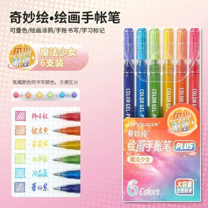 LANGUO 207/4 Colors Glitter Acrylic 0.5/1.0mm Gel Pen