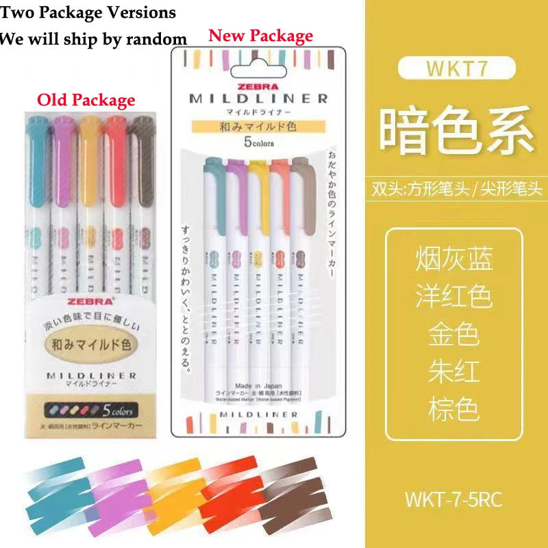 New Zebra Mildliner Highlighter Pastel Full Set 5 Colors Set Marker Pen
