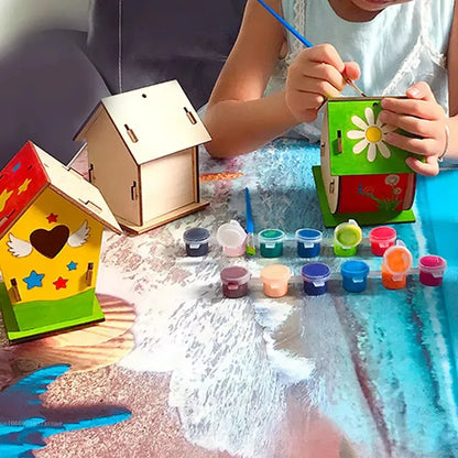 5pcs Unfinished Blank Wooden Birdhouses