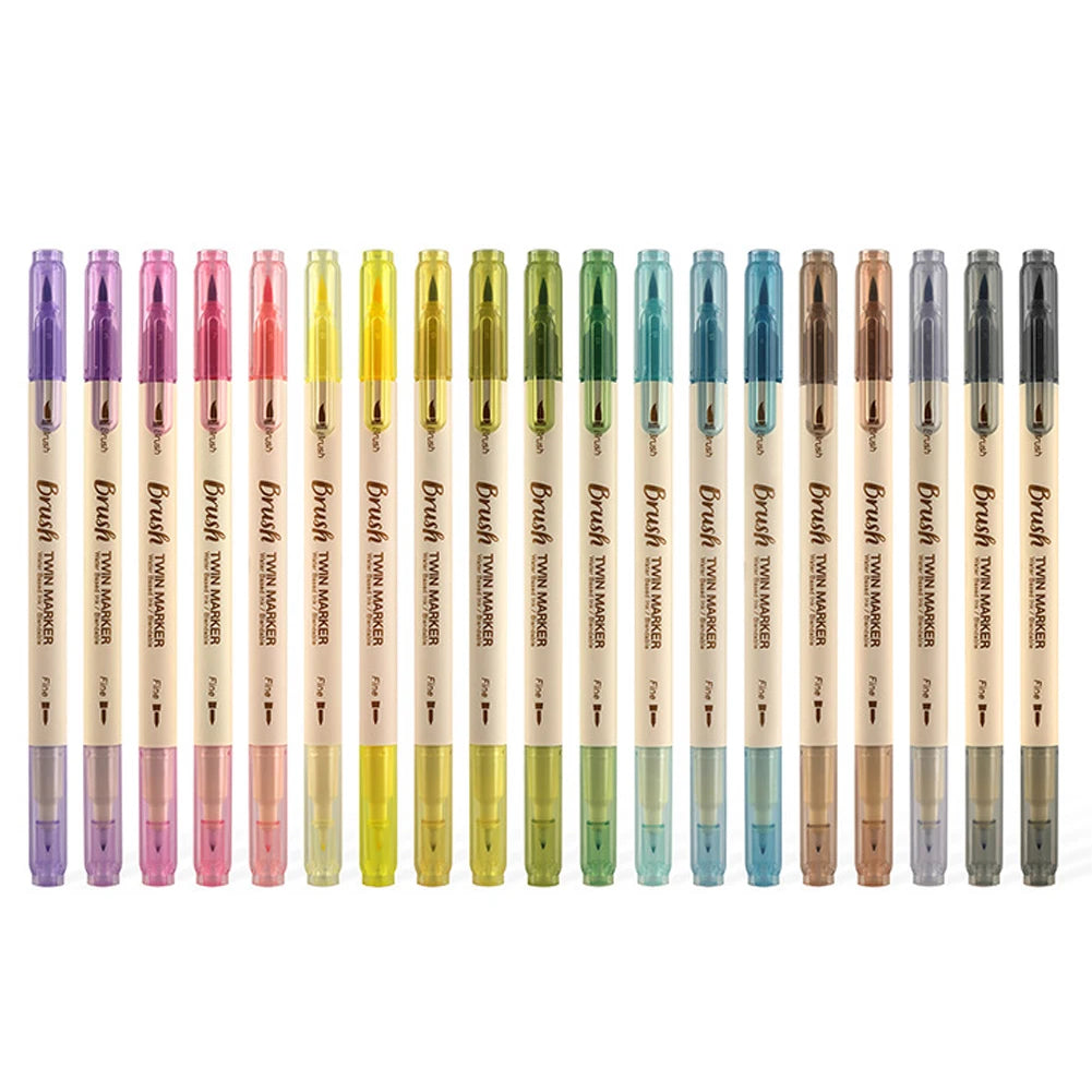 3pcs Twin Marker Pens Painting Brush Retro Color  Fine Liner Blendable Watercolor