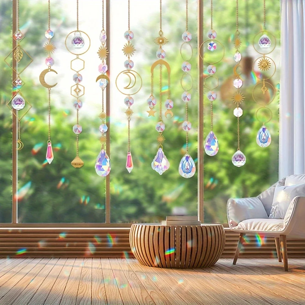 200pcs/set DIY Suncatcher Colorful Glass Hanging Crystals