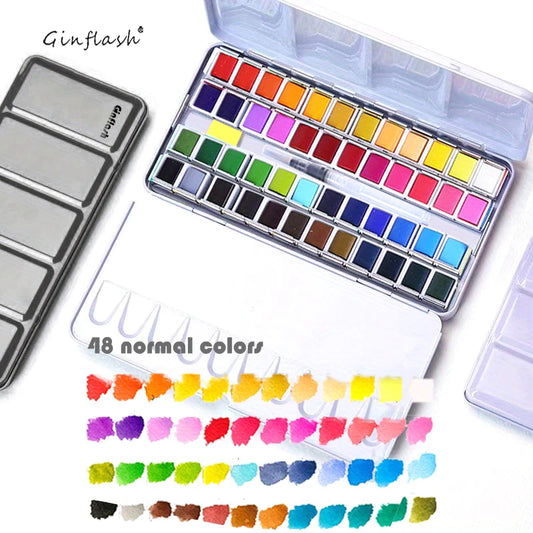 48/24colors Color Artistical Color Half Pan Pigment Watercolors Set