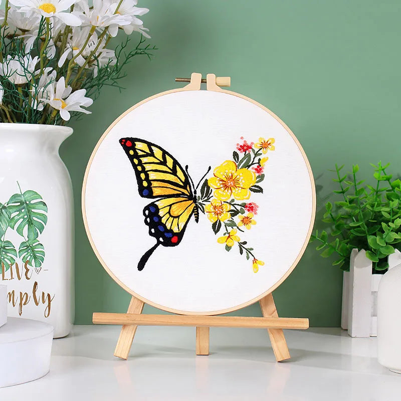 Embroidery Kit Butterfly Printed Pattern for Beginner