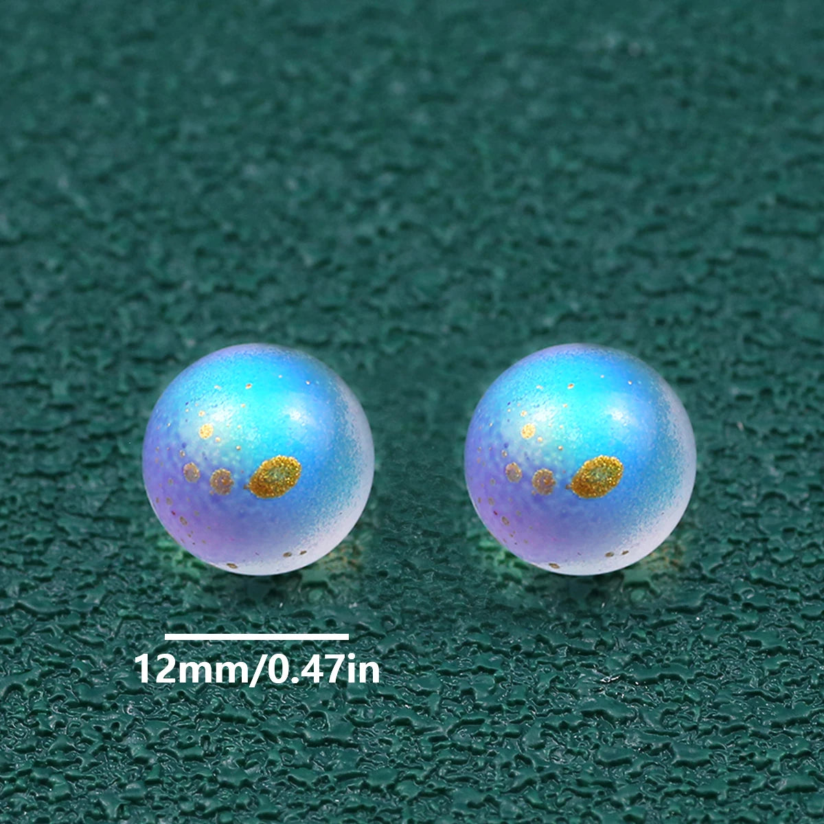 30pcs 12mm Blue-Purple Dot Golden Crystal Round AB Color Glass Spacer Loose Beads