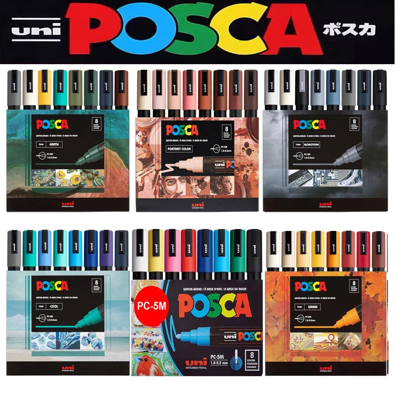 New Uni Posca Marker Pen Set PC-1M/3M/5M/8K/17K