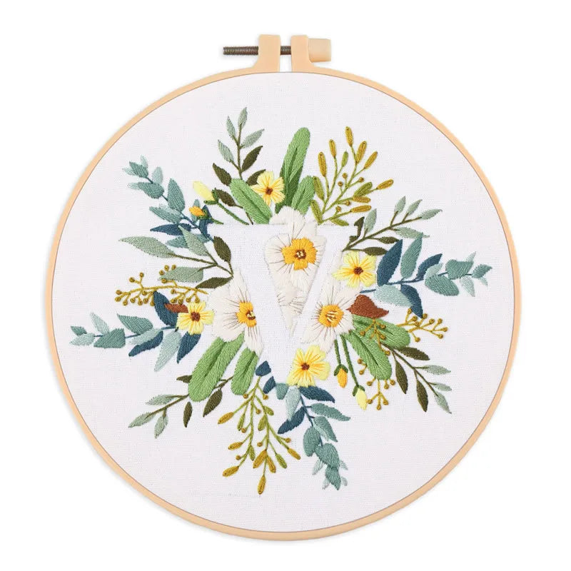 Letter Embroidery DIY Flowers Painting Full Needlework Bag