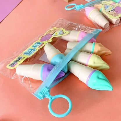 6Pcs Cute Ice Cream Highlighters Set Mini Marker Pens