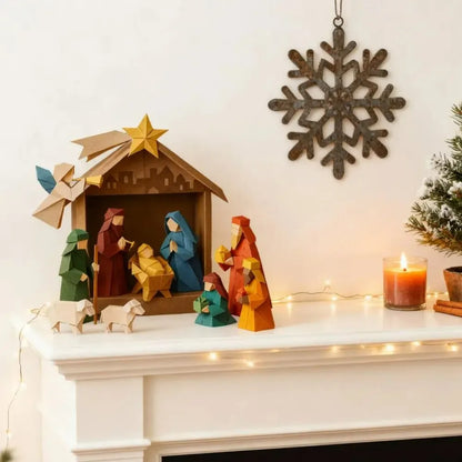 Paper Nativity Scene, Christmas Origami Paper 3D  for Kids Adult