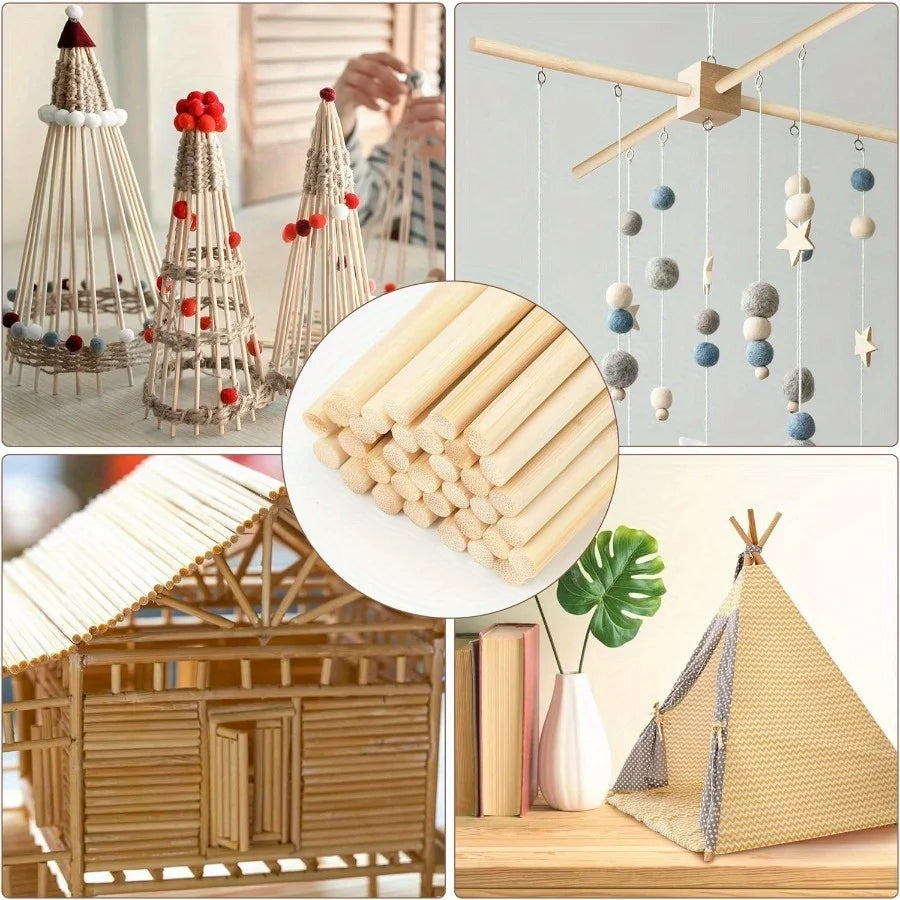 40Pcs Wooden Dowel Rods 12 Inch