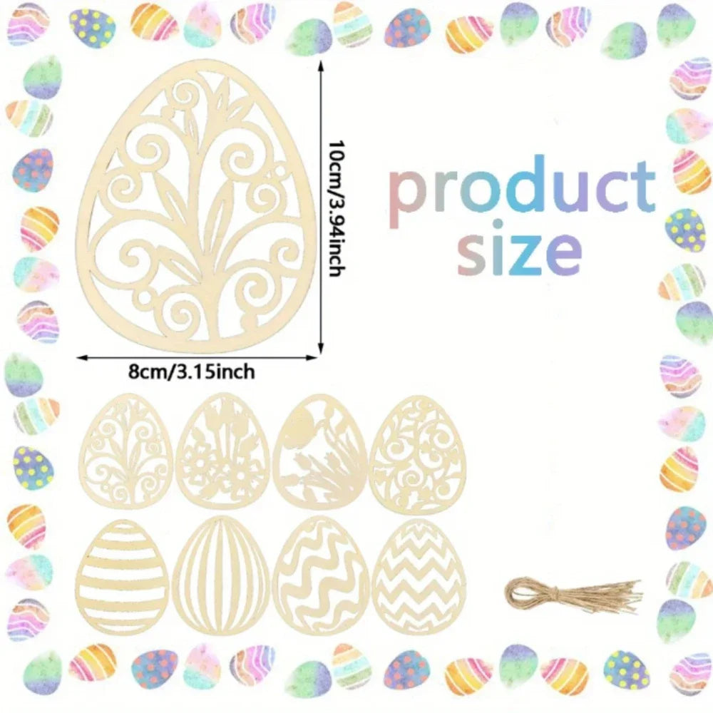 40 Pieces Wooden Easter Egg Ornaments