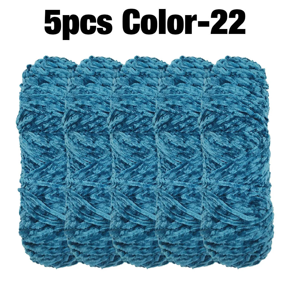 5 Rolls 100g Each Roll Premium Velvet Chenille Yarn