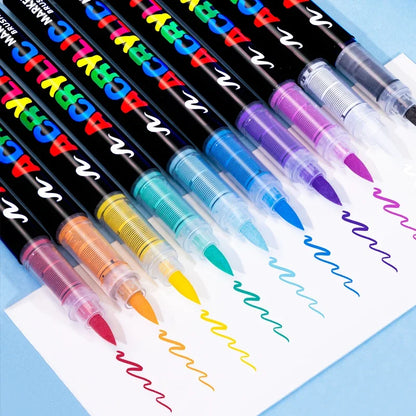 3Pcs Acrylic White Marker Brush Pens