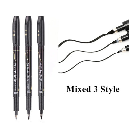 3 Pcs/Set Calligraphy Painting Pen Chinese Brush Pens for Writing Lettering Signatures Soft Brush Tip Refillable Ink  Art Craft