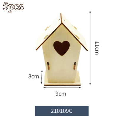 5pcs Unfinished Blank Wooden Birdhouses