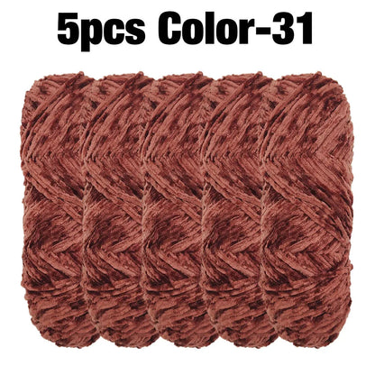 5 Rolls 100g Each Roll Premium Velvet Chenille Yarn