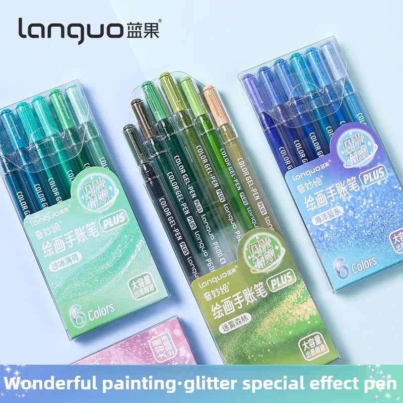 LANGUO 207/4 Colors Glitter Acrylic 0.5/1.0mm Gel Pen