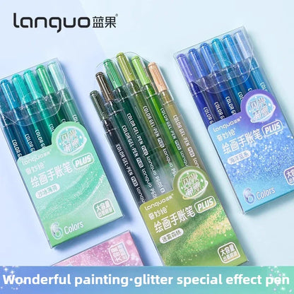 LANGUO 207/4 Colors Glitter Acrylic 0.5/1.0mm Gel Pen