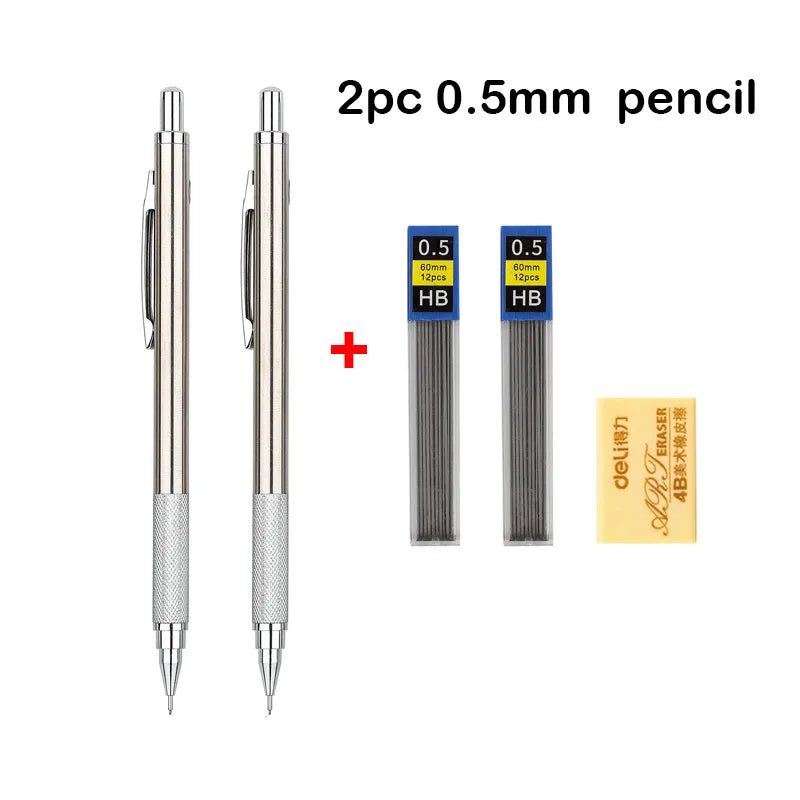 Mechanical Pencil Set 0.3 0.5 0.7 0.9 1.3 2.0mm Full Metal Art Drawing Painting Automatic Pencil