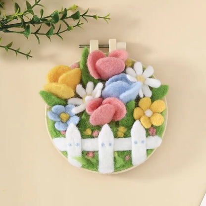 CHENISTORY 20x20cm Frame Wool Felting Painting