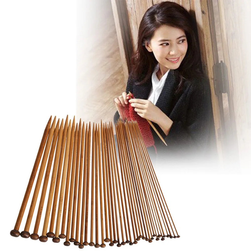 36pcs 18 Size Bamboo Knitting Needle
