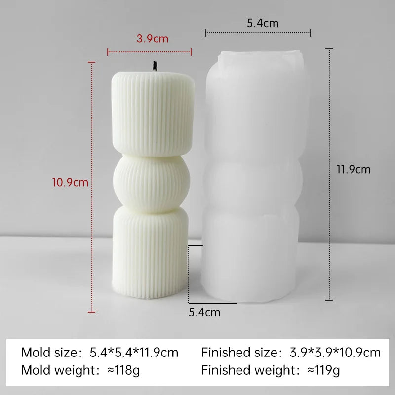 Striped Cylinder Aroma Candle Silicone Mold