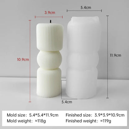 Striped Cylinder Aroma Candle Silicone Mold