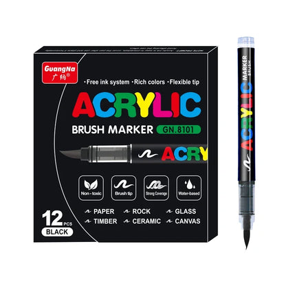 3Pcs Acrylic White Marker Brush Pens