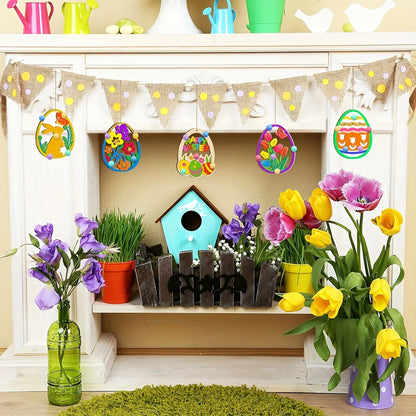 40pcs Wooden Easter Bunny Egg Blanks Easter Decoration