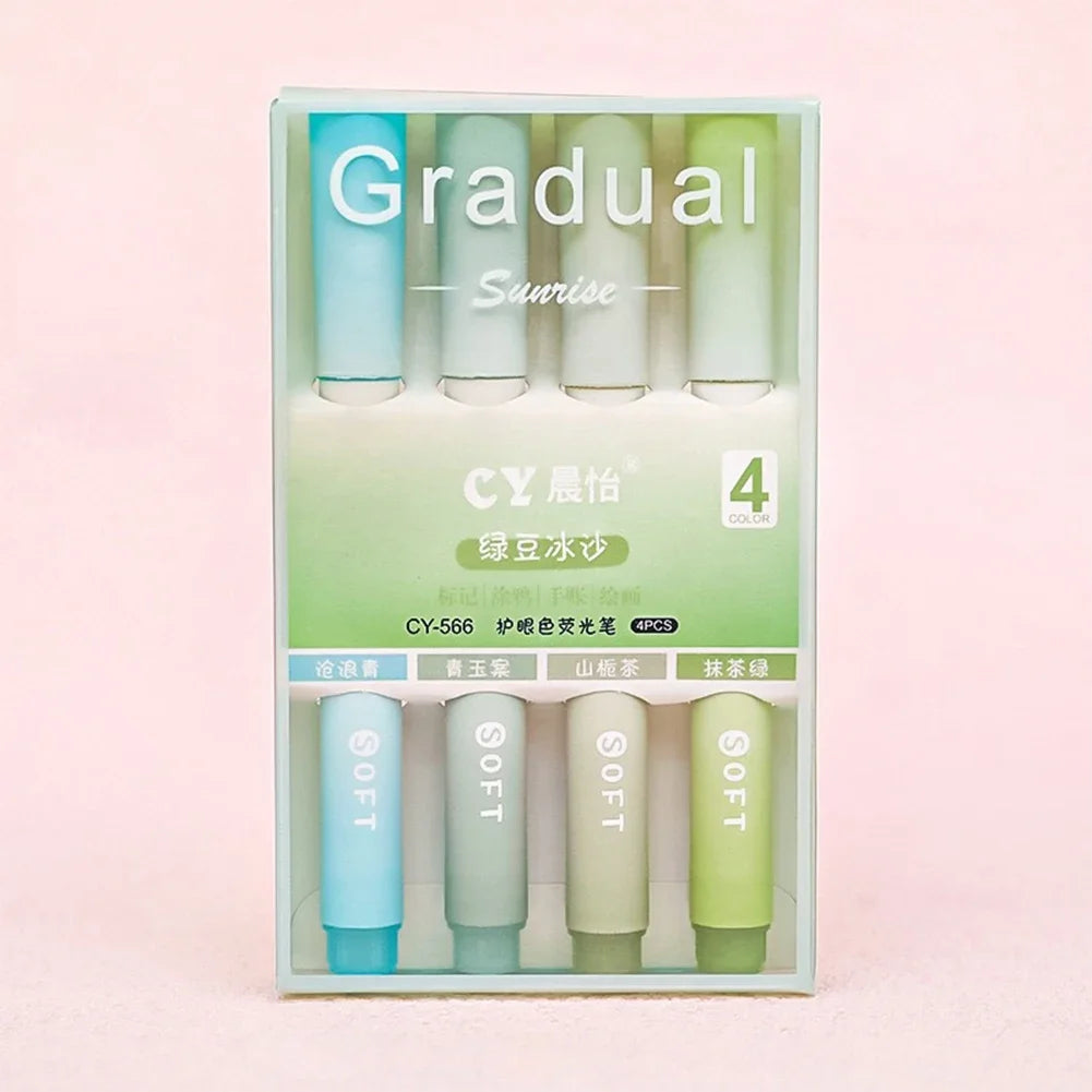 4Pcs/set Macaron Highlighters Color Gradient Highlighter Pens
