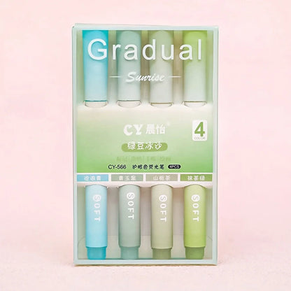 4Pcs/set Macaron Highlighters Color Gradient Highlighter Pens