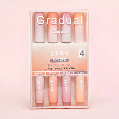 4Pcs/set Macaron Highlighters Color Gradient Highlighter Pens