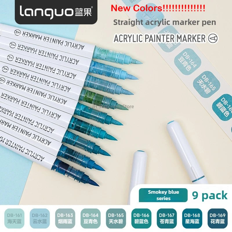 LANGUO 207/9 Colors Direct Liquid Acrylic Marker Soft Brush Paint Pen