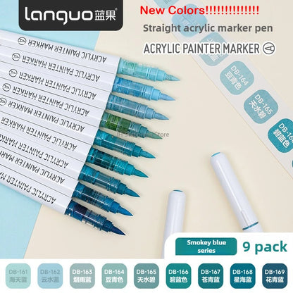 LANGUO 207/9 Colors Direct Liquid Acrylic Marker Soft Brush Paint Pen