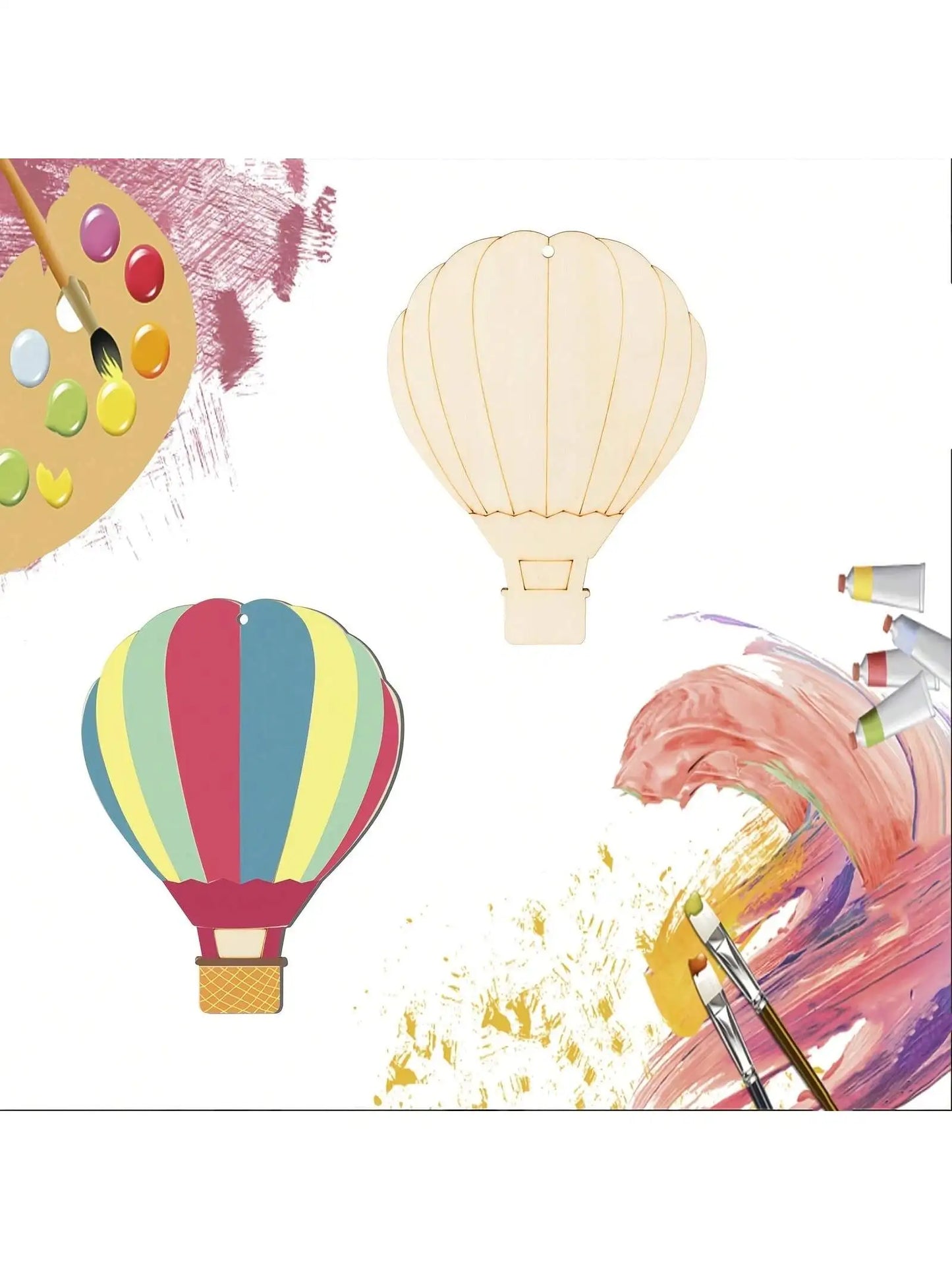 10/20/40/80pcs DIY Wooden Hot Air Balloon Crafts - with Hemp Rope