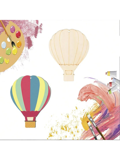 10/20/40/80pcs DIY Wooden Hot Air Balloon Crafts - with Hemp Rope
