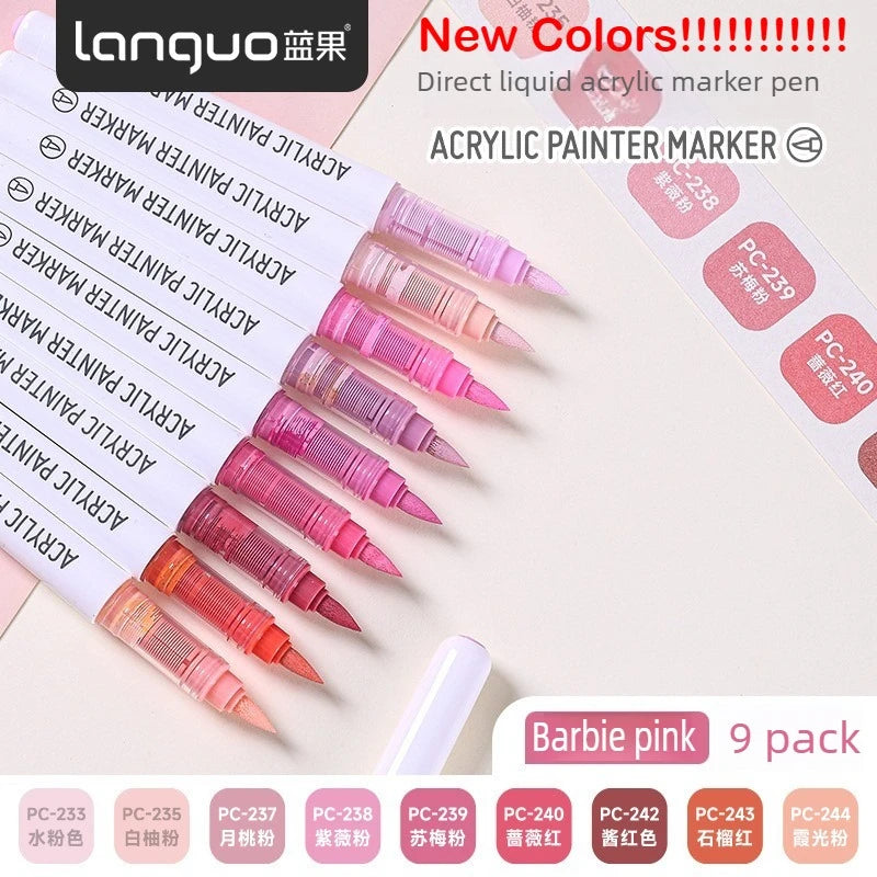 LANGUO 288/9 Colors Acrylic Marker Direct Liquid Soft Brush Paint Pen