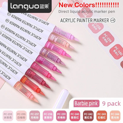 LANGUO 288/9 Colors Acrylic Marker Direct Liquid Soft Brush Paint Pen