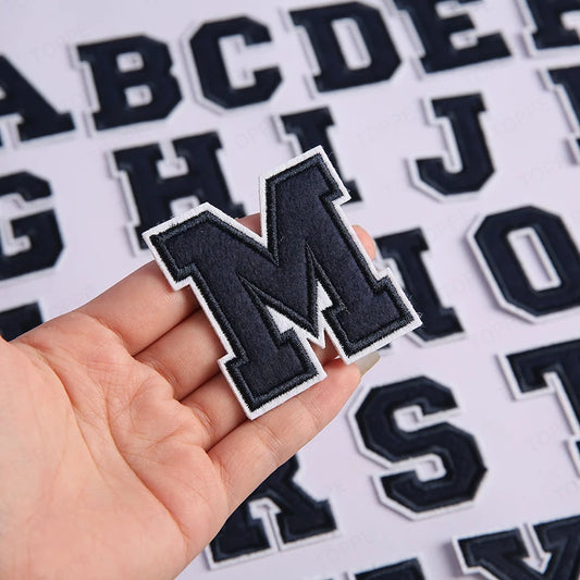 Navy Blue Letter Iron On Patch Applique