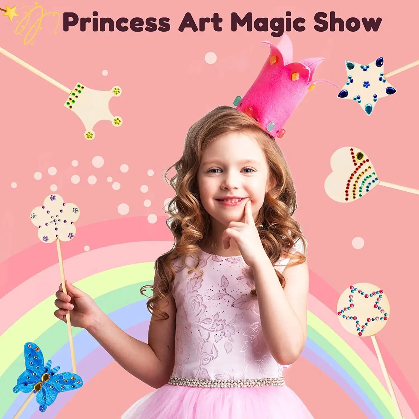 6/12Pcs DIY Wooden Princess Wands Craft Kit Unfinished Wooden Wands