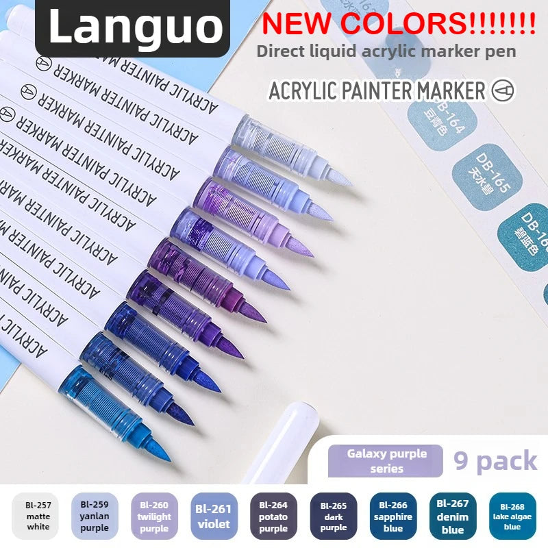Languo 207/9 Direct Liquid Acrylic Paint Pens Brush Color Marker Pen
