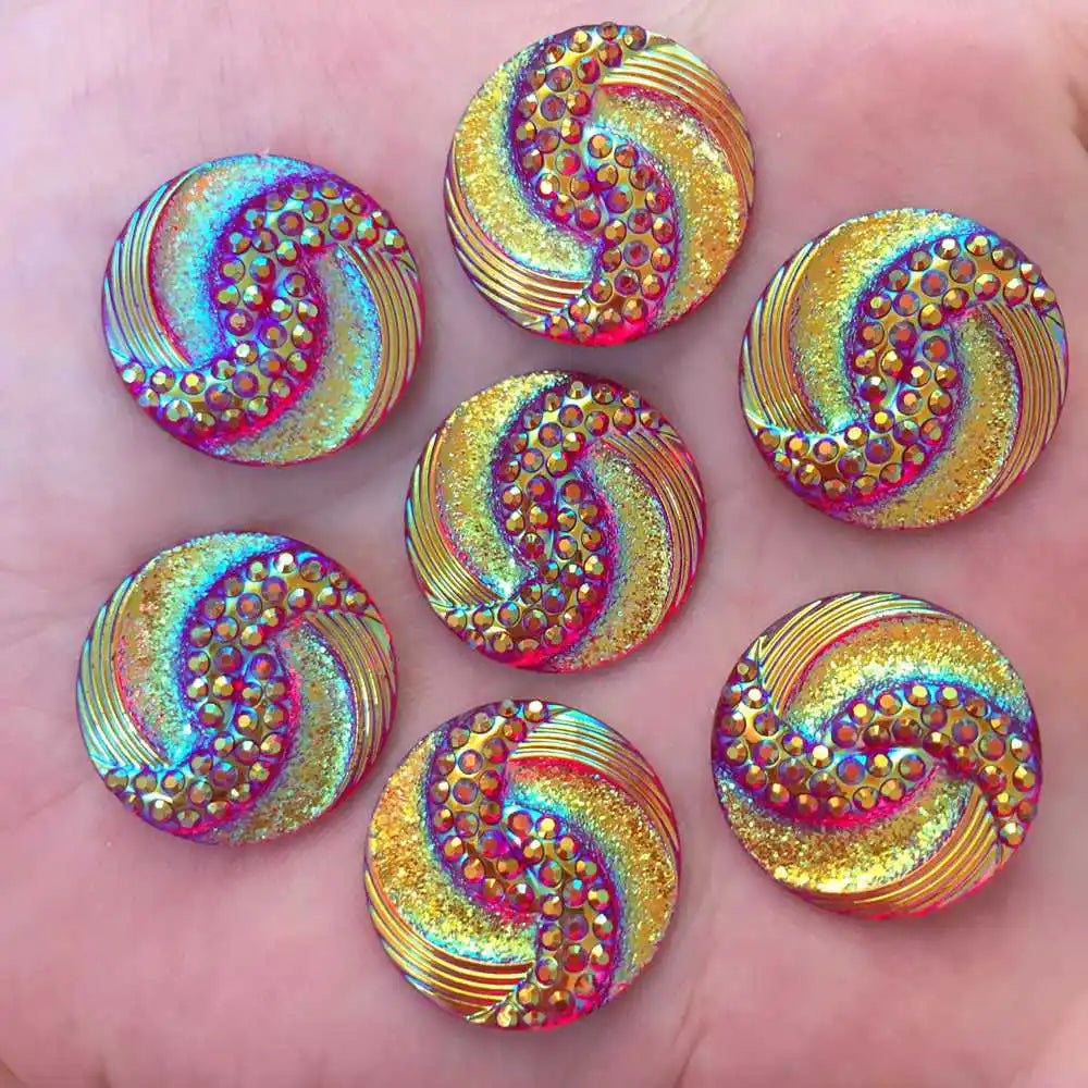 New 20pcs 20mm AB Resin Round FlatBack Rhinestone