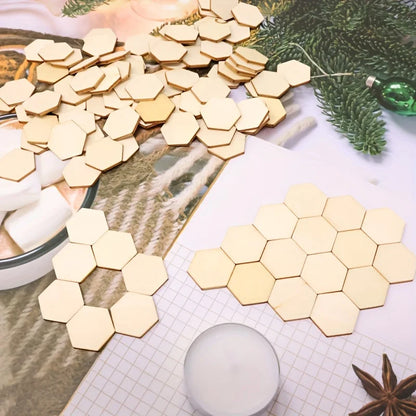 60/120pcs Wood Hexagonal (25mm/1inch) Blank Wood Chips Decoration