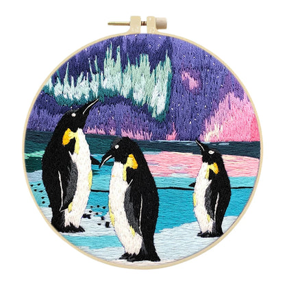 Aurora Stamped Cross Stitch Embroidery Kits with Hoop Cloth Color Thread