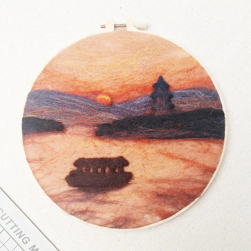 CHENISTORY 20x20cm Frame Wool Felting Painting