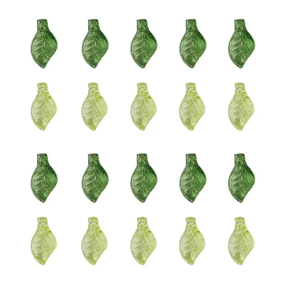 50/100Pcs Acrylic Green Leaf Spacer Charms Beads