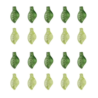 50/100Pcs Acrylic Green Leaf Spacer Charms Beads