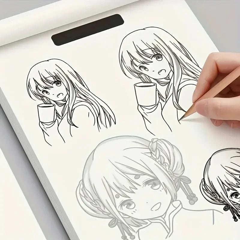 Anime Character Line Art Drawing Book for Beginners - 48 Pages of Simple Hand-Drawn Outlines