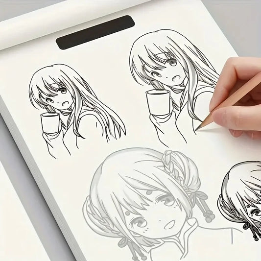 Anime Character Line Art Drawing Book for Beginners - 48 Pages of Simple Hand-Drawn Outlines