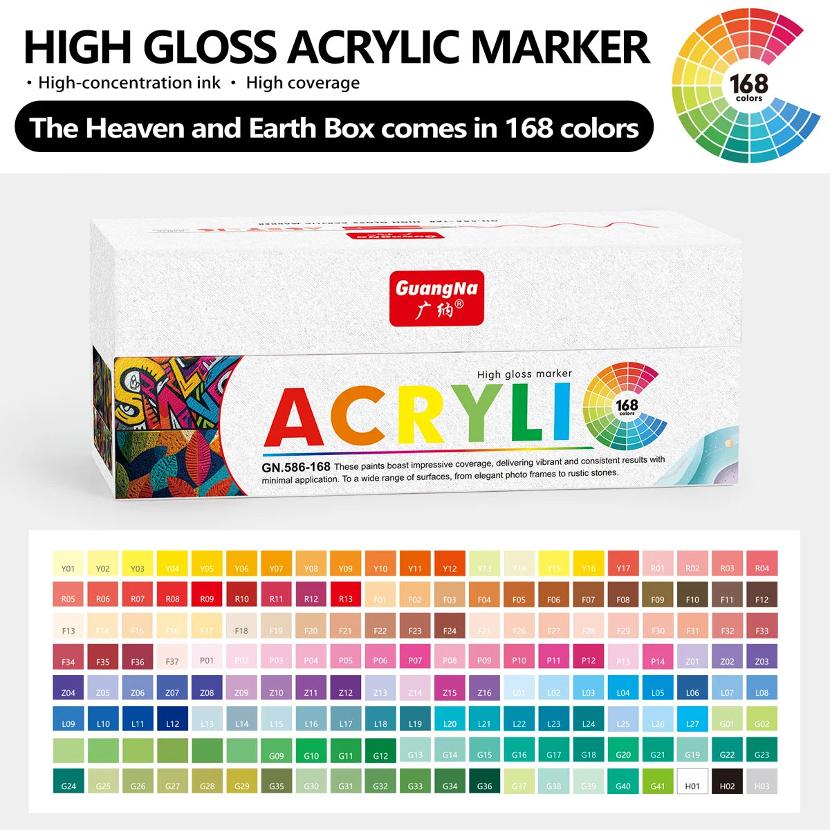 GuangNa 586 Straight Liquid High-gloss Acrylic Marker Pen 72/168