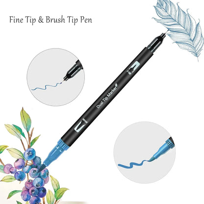 Dual Tip Brush Marker Pens with Fineliner  Felt Tip Pens Set,